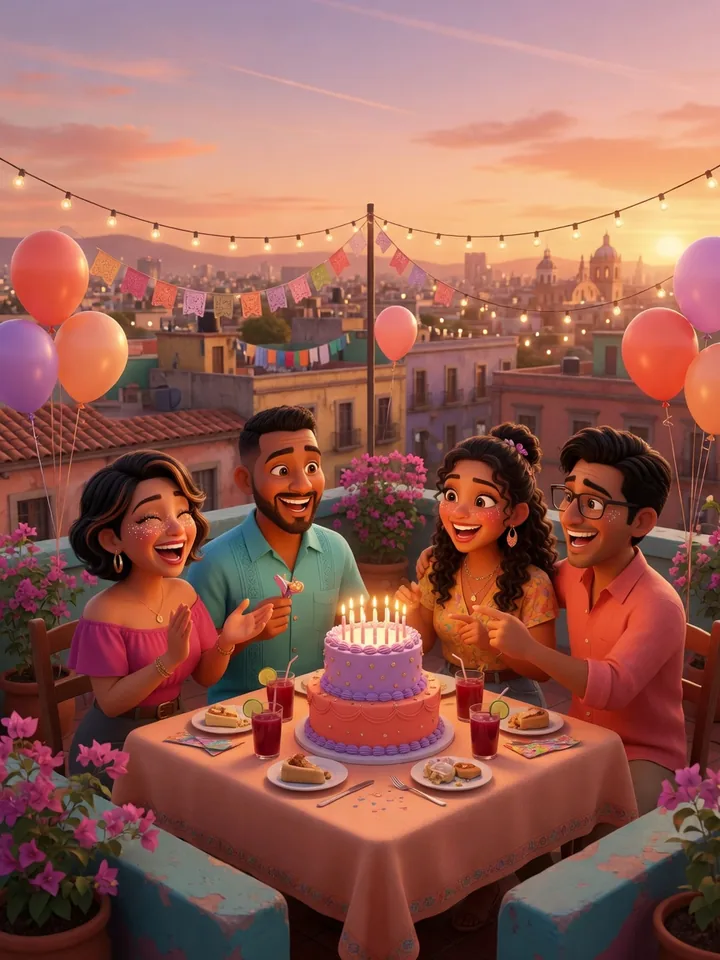 Ejemplo de ilustración de una fiesta animada